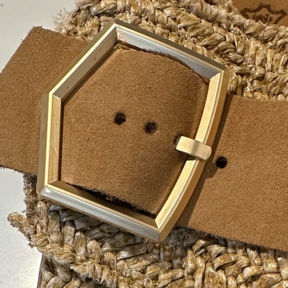 FANTASY SANDALS Tan and Gold Comfort Sandals with Metallic Straps - Picture 3 of 15